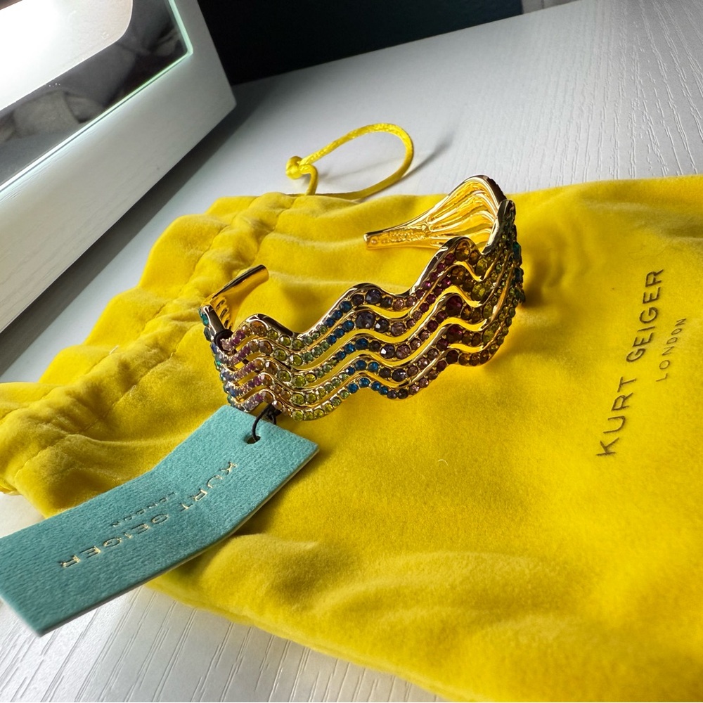 Kurt Geiger Gold Rainbow Wave Crystal Cuff